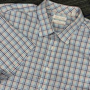 Roundtree‎ & Yorke Gold Label Plaid Short Sleeve Button Down Shirt 3XB